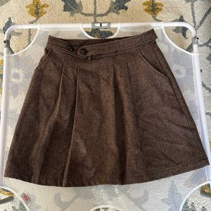 The Darling Mini Skirt - Kiel James Patrick - Size 10 (Brown Wool Skirt)